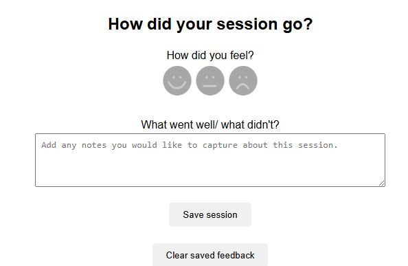 A screenshot of the blank feedback section.