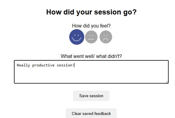A screenshot of a completed feedback section.