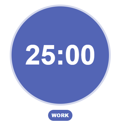 A screenshot of the pomodoro timer.